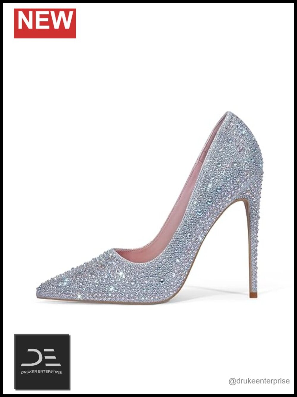 Women's Sparkly Rhinestone High Heel Pumps Stiletto Pointed Toe Wedding Bridal